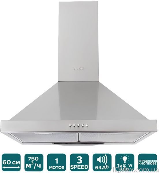 Кухонная вытяжка пристенная каминная Ventolux LAZIO 60 INOX (750) 65396 фото