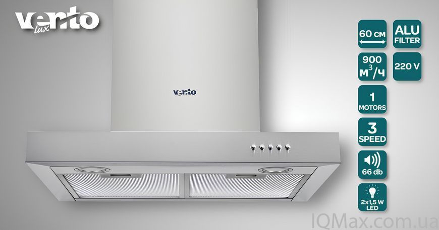 Кухонная вытяжка пристенная Т-образная Ventolux ITALIA 60 INOX (900) PB 78639 фото