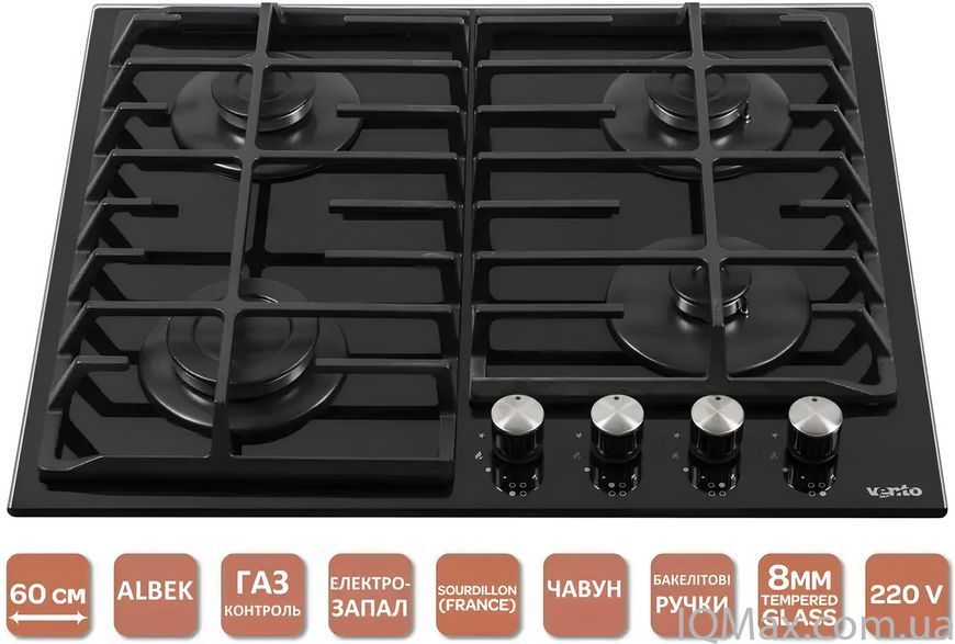 Варочная поверхность газовая Ventolux HG640-TA3G CS (BK) 83256 фото