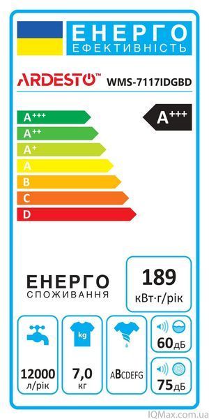 Інверторна вузька пральна машина Ardesto WMS-7117IDGBD 84825 фото