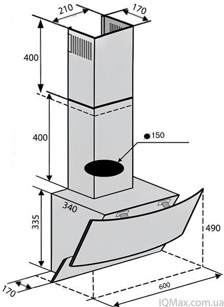 Кухонная вытяжка пристенная наклонная Ventolux WAVE 60 BK (900) TRC 81116 фото