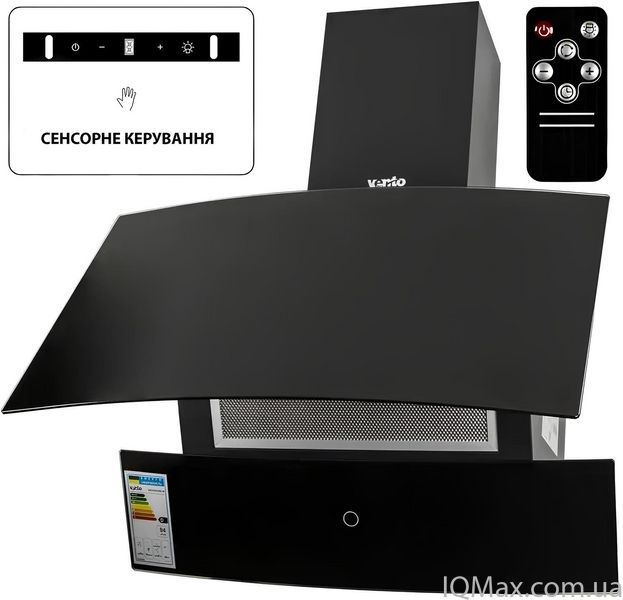 Кухонная вытяжка пристенная наклонная Ventolux WAVE 60 BK (900) TRC 81116 фото