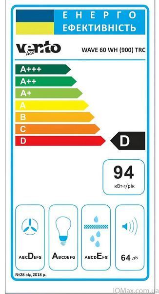 Кухонная вытяжка пристенная наклонная Ventolux WAVE 60 WH (900) TRC 84095 фото