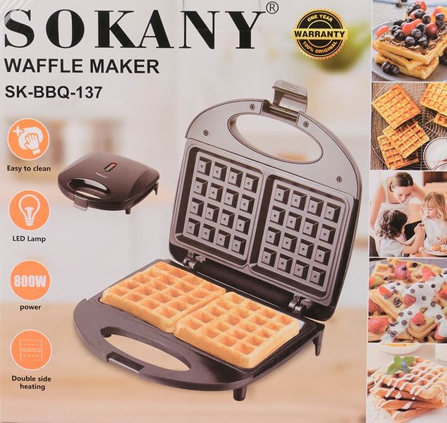 Вафельниця для товстих вафель Sokany SK-BBQ-137 з антипригарним покриттям 84515 фото