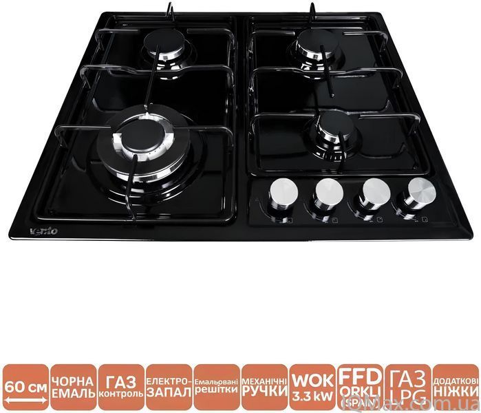 Варочная поверхность газовая Ventolux HG D7 ST (BK) 85988 фото