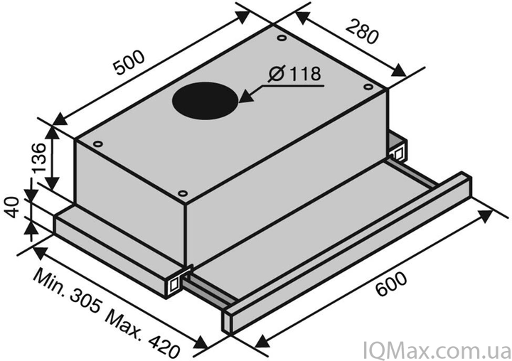 Кухонна витяжка вбудована телескопічна Ventolux GARDA 60 IVG (750) SMD LED 80307 фото