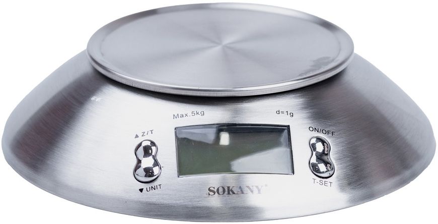 Весы кухонные электронные Sokany SK-1204 с чашей, хром 84710 фото