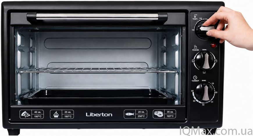 Електрична піч з грилем Liberton LEO-350 BLACK 77730 фото