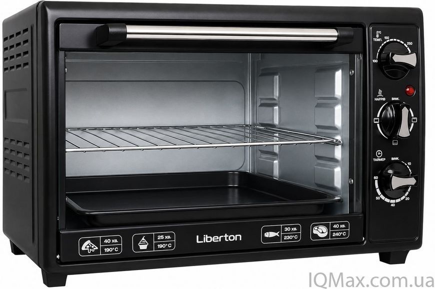 Електрична піч з грилем Liberton LEO-350 BLACK 77730 фото