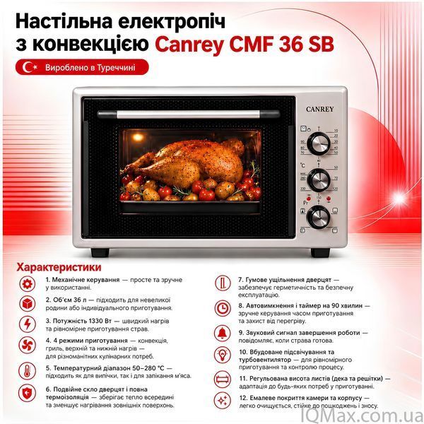Електрична піч з конвекцією та грилем Canrey CMF 36 SB 84267 фото
