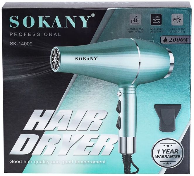 Фен для волосся Sokany SK-14009 з двома концентраторами професійний 84550 фото