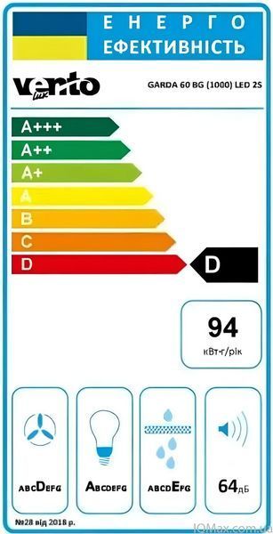 Кухонна витяжка вбудована телескопічна Ventolux GARDA 60 BG (1000) LED 2S 85733 фото