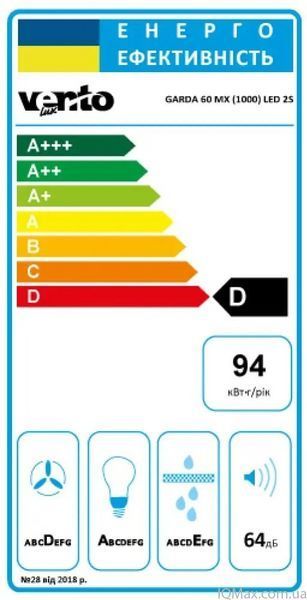 Кухонная вытяжка встроенная телескопическая Ventolux GARDA 60 MX (1000) LED 2S 85737 фото