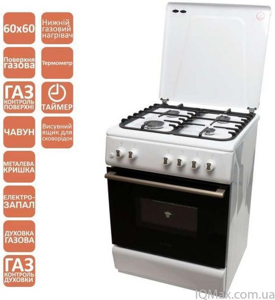 Плита газовая Ventolux GG 6060 CS (WH) T 84988 фото