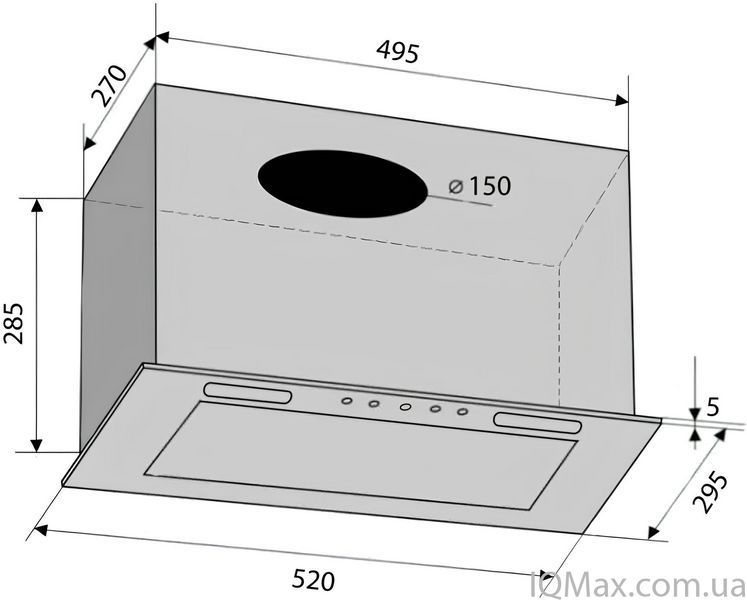 Кухонная вытяжка встроенная Ventolux PUNTO 52 BKG (1000) ST 85752 фото