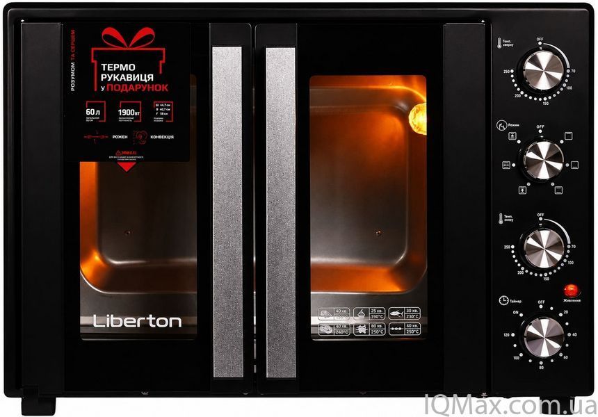 Електрична піч з конвекцією та роженом Liberton LEO-600 BLACK 84315 фото