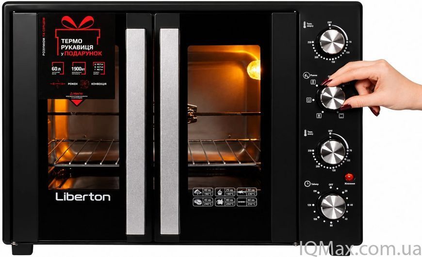 Електрична піч з конвекцією та роженом Liberton LEO-600 BLACK 84315 фото