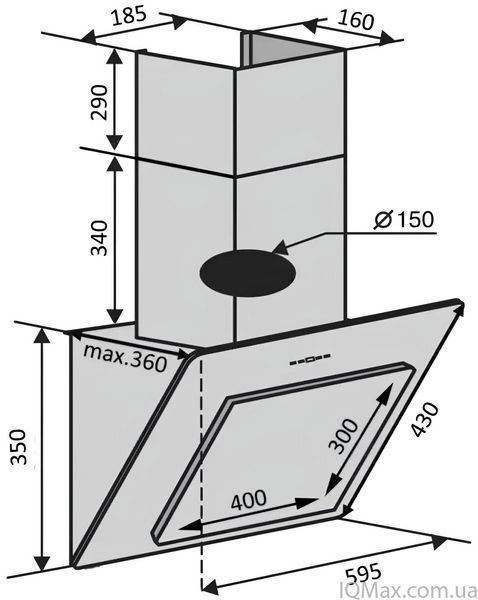 Кухонная вытяжка пристенная декоративная Ventolux FIORE 60 BK (1000) PB 85413 фото