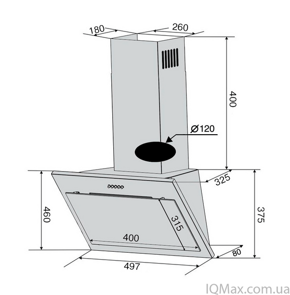 Кухонная вытяжка декоративная пристенная Ventolux FIORE 50 WH (750) PB 80013 фото