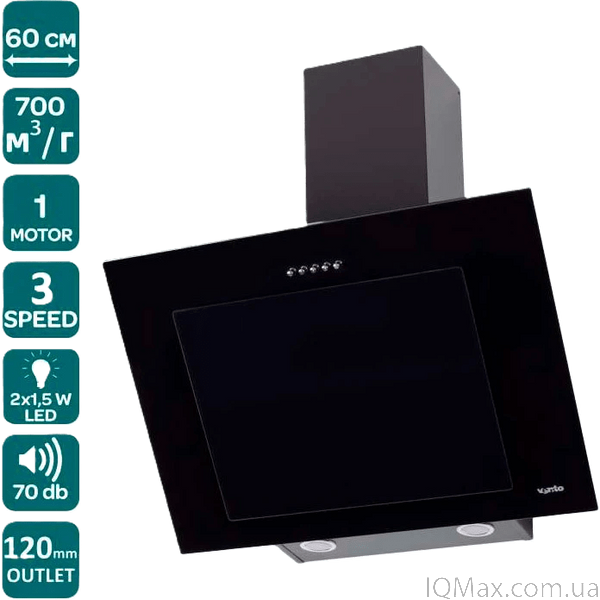 Кухонная вытяжка пристенная декоративная Ventolux FIORE 60 BK (700) PB 84265 фото