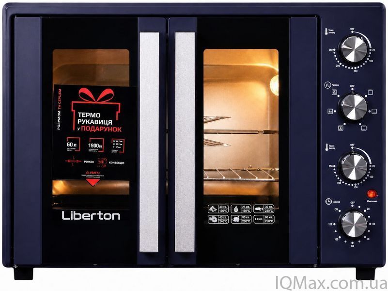 Електрична піч з конвекцією та роженом Liberton LEO-600 DARK BLUE 84316 фото