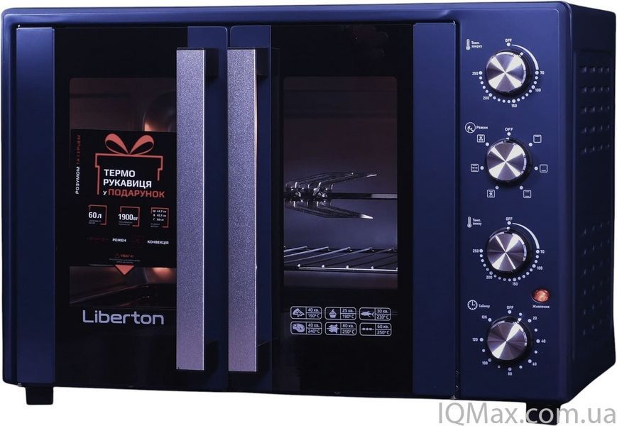 Електрична піч з конвекцією та роженом Liberton LEO-600 DARK BLUE 84316 фото