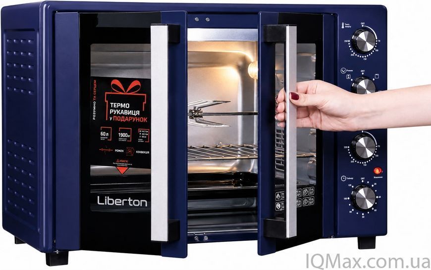 Електрична піч з конвекцією та роженом Liberton LEO-600 DARK BLUE 84316 фото