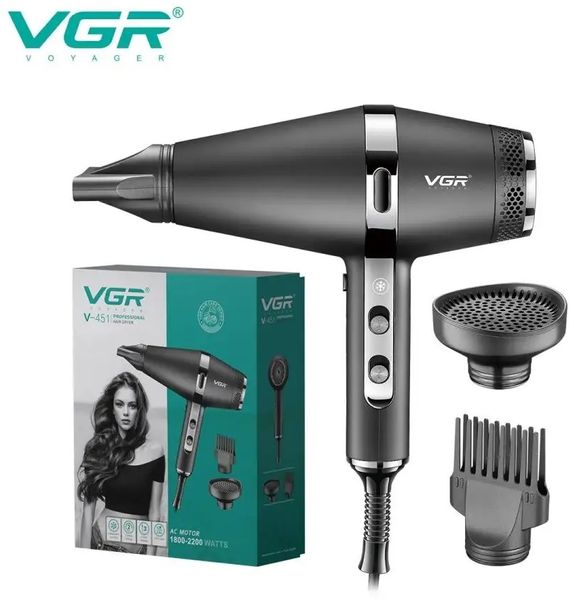 Фен для волос VGR V-451 профессиональный с тремя насадками 84572 фото