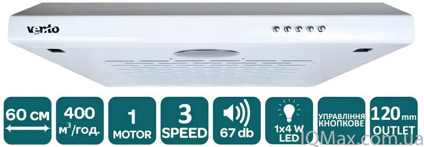 Кухонна витяжка плоска Ventolux FLAT 60 WH 85412 фото