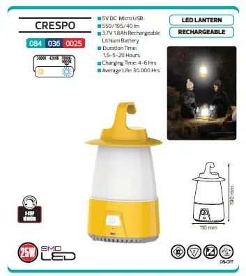 Ліхтар cвітлодіодний акумуляторний Horoz Electric Crespo 25 W 83452 фото