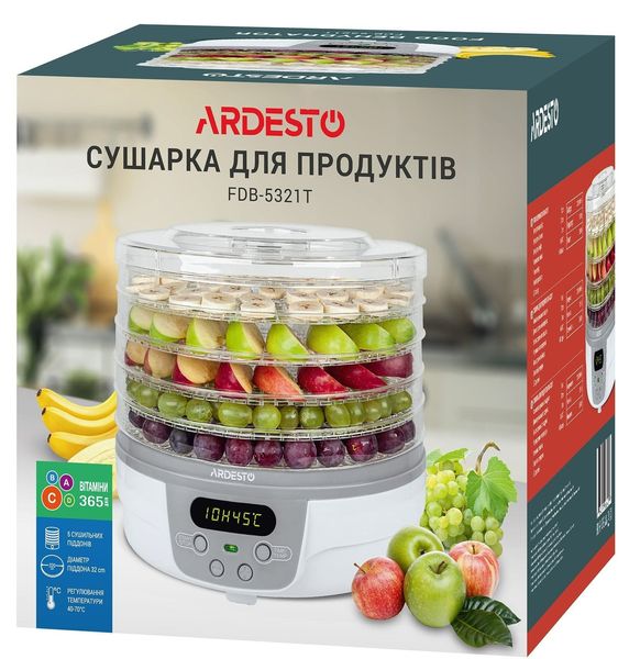 Сушарка для овочів та фруктів Ardesto FDB-5321T на 5 піддонів 83769 фото