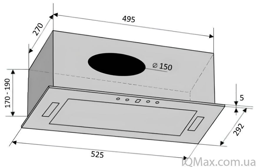 Кухонна витяжка вбудована Ventolux PUNTO 52 BK (900) PB PC 83340 фото