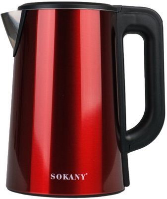 Электрочайник Sokany SK-SH-1088 бесшумный 2.5 л из нержавеющей стали красный 84521 фото