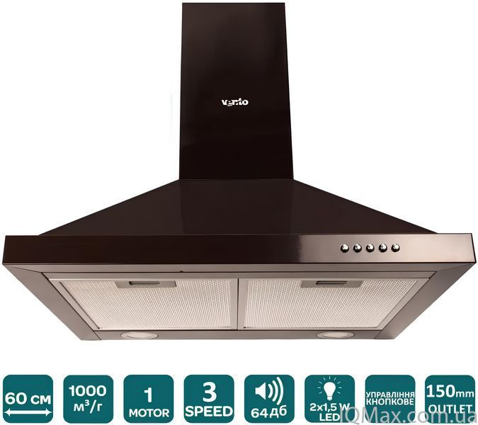 Кухонная вытяжка пристенная каминная Ventolux LAZIO 60 BR (1000) LED 83950 фото