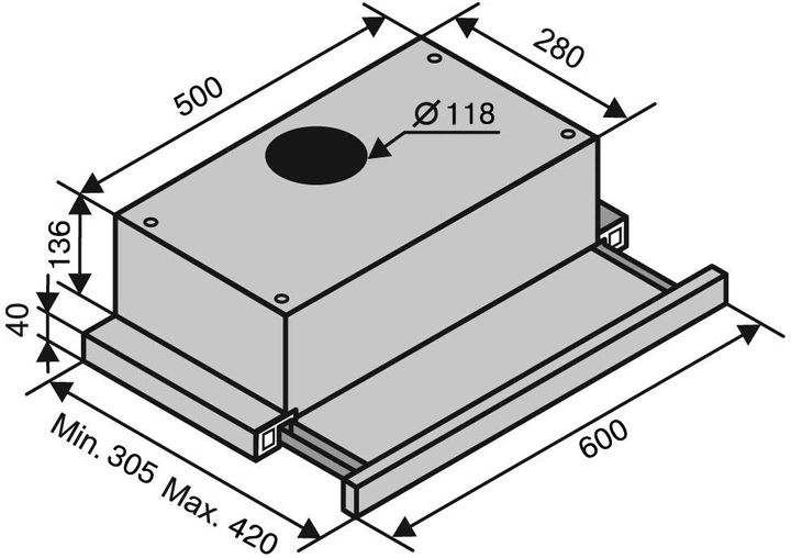 Витяжка Ventolux GARDA 60 XBG (750) SMD LED 81491 фото