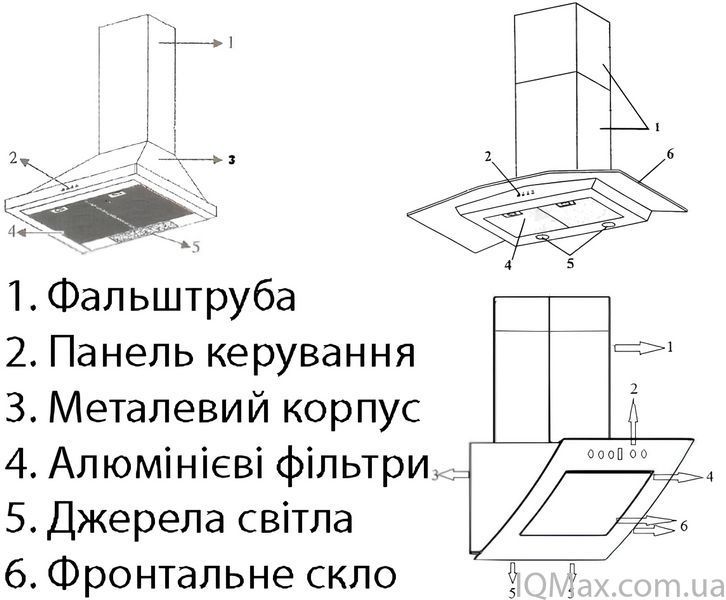Кухонна витяжка пристінна похила Ventolux MODENA 50 BK (700) PB 83836 фото