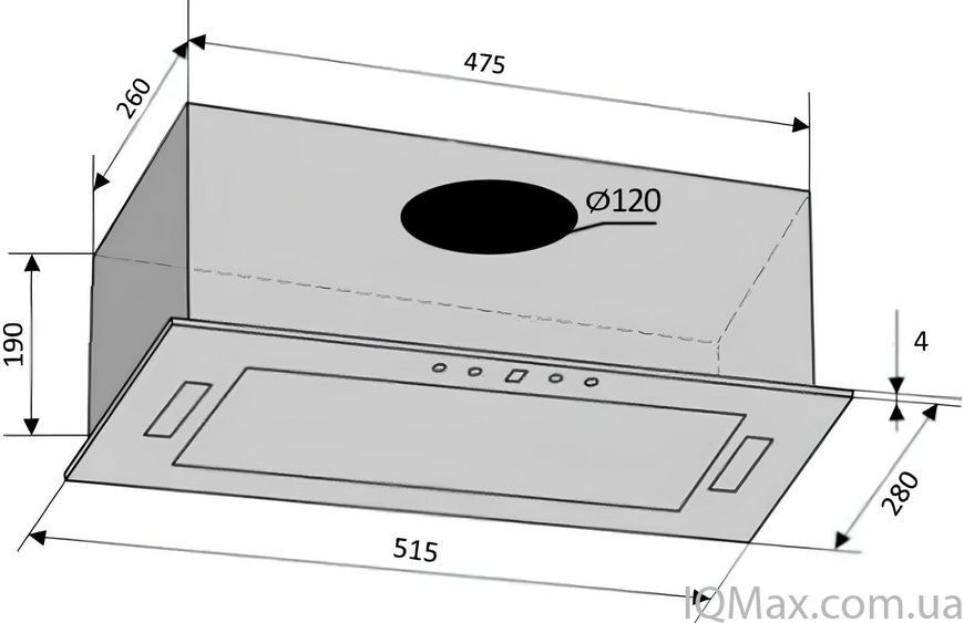 Кухонная вытяжка встроенная Ventolux PUNTO 52 BG (800) KN 85555 фото
