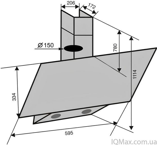 Кухонна витяжка пристінна похила Ventolux MIRROR 60 MBG (1000) TC MS 85503 фото