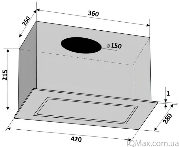 Кухонна витяжка вбудована Ventolux PUNTO 42 BK (700) PB 85746 фото