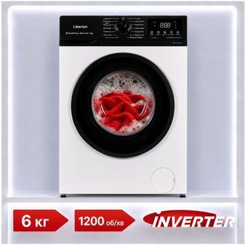 Вузька інверторна пральна машина на 6 кг Liberton LWM-4901 86115 фото