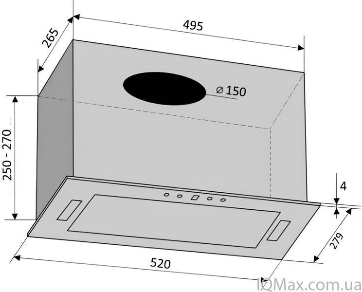 Кухонна витяжка вбудована Ventolux PUNTO 520/279 BG (1000) PB 85760 фото