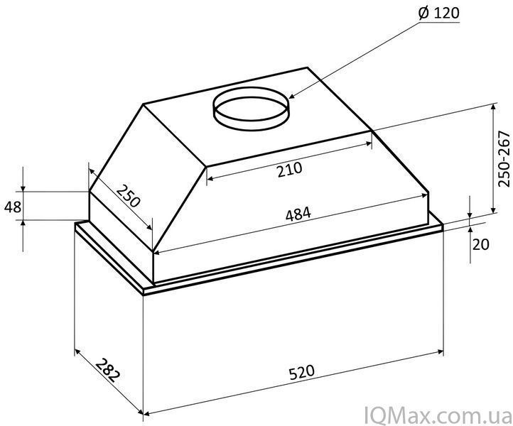 Кухонна витяжка вбудована Ventolux PUNTO 520/282 INOX (700) PB 82481 фото