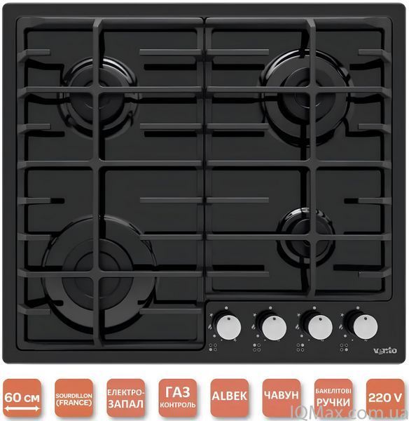 Варочная поверхность газовая Ventolux HG640-DA3 CS (BK) 82822 фото