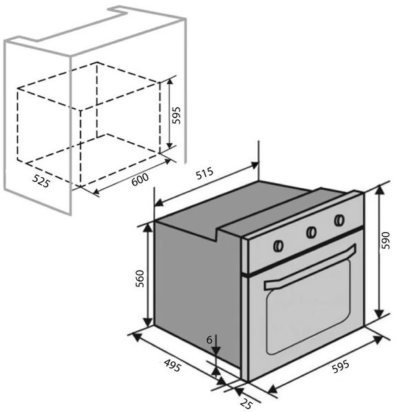 Духова шафа електрична Ventolux EO60MT-6K X 84963 фото