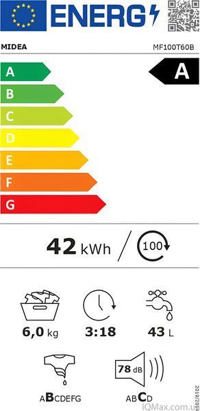 Вертикальна пральна машина інверторна Midea MF100T60B/W-UA 85488 фото