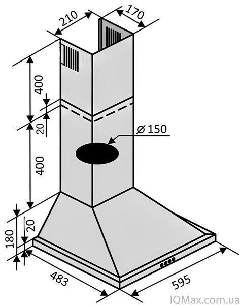 Кухонная вытяжка настенная купольная Ventolux LIDO 60 INOX (700) 80146 фото