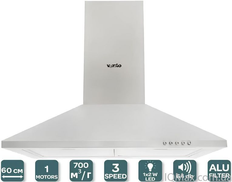 Кухонная вытяжка настенная купольная Ventolux LIDO 60 INOX (700) 80146 фото